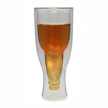 Beer Shape Double Wall Glass Beer Cup